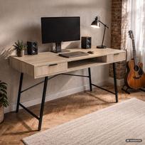 ermitazas stalai - Rašomasis stalas su stalčiais Akord Furniture Factory Arden, 120 cm x 50 cm, 80.5 cm, juoda sp./sonoma ąžuolo sp. - 2 nuotrauka