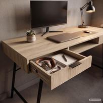 ermitazas stalai - Rašomasis stalas su stalčiais Akord Furniture Factory Arden, 120 cm x 50 cm, 80.5 cm, juoda sp./sonoma ąžuolo sp. - 4 nuotrauka