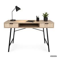 ermitazas stalai - Rašomasis stalas su stalčiais Akord Furniture Factory Arden, 120 cm x 50 cm, 80.5 cm, juoda sp./sonoma ąžuolo sp. - 8 nuotrauka