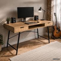 ermitazas stalai - Rašomasis stalas su stalčiais Akord Furniture Factory Arden, 120 cm x 50 cm, 80.5 cm, juoda sp./artisan oak sp. - 2 nuotrauka