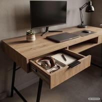 ermitazas stalai - Rašomasis stalas su stalčiais Akord Furniture Factory Arden, 120 cm x 50 cm, 80.5 cm, juoda sp./artisan oak sp. - 4 nuotrauka