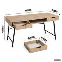 ermitazas stalai - Rašomasis stalas su stalčiais Akord Furniture Factory Arden, 120 cm x 50 cm, 80.5 cm, juoda sp./artisan oak sp. - 7 nuotrauka