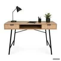 ermitazas stalai - Rašomasis stalas su stalčiais Akord Furniture Factory Arden, 120 cm x 50 cm, 80.5 cm, juoda sp./artisan oak sp. - 8 nuotrauka