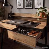 staliukas oak - Rašomasis stalas su stalčiais Akord Furniture Factory Flux, 48 cm x 78 cm, 95 cm, juoda sp./oak craft sp. - 4 nuotrauka