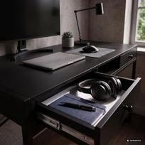 rasomasis stalas 80 - Rašomasis stalas su stalčiais Akord Furniture Factory Elonis, 123 cm x 48 cm, 80.5 cm, juoda sp. - 4 nuotrauka
