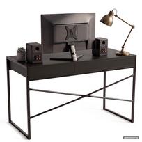 rasomasis stalas 80 - Rašomasis stalas su stalčiais Akord Furniture Factory Elonis, 123 cm x 48 cm, 80.5 cm, juoda sp. - 6 nuotrauka