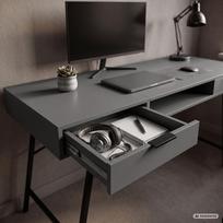 rasomasis stalas 80 - Rašomasis stalas su stalčiais Akord Furniture Factory Arden, 120 cm x 50 cm, 80.5 cm, grafito sp./juoda sp. - 4 nuotrauka