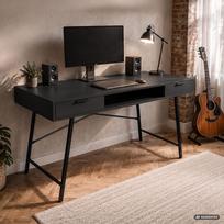 ermitazas stalai - Rašomasis stalas su stalčiais Akord Furniture Factory Arden, 120 cm x 50 cm, 80.5 cm, juoda sp. - 2 nuotrauka