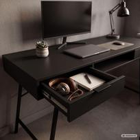 ermitazas stalai - Rašomasis stalas su stalčiais Akord Furniture Factory Arden, 120 cm x 50 cm, 80.5 cm, juoda sp. - 4 nuotrauka