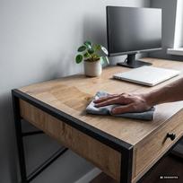 ermitazas stalai - Rašomasis stalas su stalčiais Akord Furniture Factory Elonis, 123 cm x 48 cm, 80.5 cm, juoda sp./artisan oak sp. - 5 nuotrauka