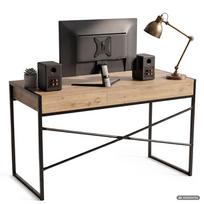 ermitazas stalai - Rašomasis stalas su stalčiais Akord Furniture Factory Elonis, 123 cm x 48 cm, 80.5 cm, juoda sp./artisan oak sp. - 6 nuotrauka