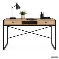 ermitazas stalai - Rašomasis stalas su stalčiais Akord Furniture Factory Elonis, 123 cm x 48 cm, 80.5 cm, juoda sp./artisan oak sp. - 8 nuotrauka