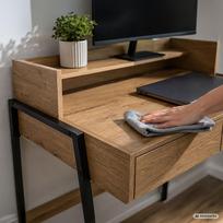 ermitazas stalai - Rašomasis stalas su stalčiais Akord Furniture Factory Flux, 48 cm x 78 cm, 95 cm, juoda sp./artisan oak sp. - 5 nuotrauka