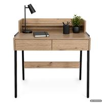 ermitazas stalai - Rašomasis stalas su stalčiais Akord Furniture Factory Flux, 48 cm x 78 cm, 95 cm, juoda sp./artisan oak sp. - 8 nuotrauka