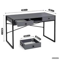 ermitazas stalai - Rašomasis stalas su stalčiais Akord Furniture Factory Elonis, 123 cm x 48 cm, 80.5 cm, grafito sp./juoda sp. - 7 nuotrauka