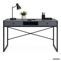 ermitazas stalai - Rašomasis stalas su stalčiais Akord Furniture Factory Elonis, 123 cm x 48 cm, 80.5 cm, grafito sp./juoda sp. - 8 nuotrauka