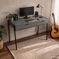 ermitazas stalai - Rašomasis stalas su stalčiais Akord Furniture Factory Zentia, 100 cm x 45 cm, 80.5 cm, grafito sp./juoda sp. - 2 nuotrauka