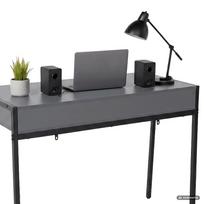 ermitazas stalai - Rašomasis stalas su stalčiais Akord Furniture Factory Zentia, 100 cm x 45 cm, 80.5 cm, grafito sp./juoda sp. - 6 nuotrauka