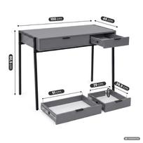 ermitazas stalai - Rašomasis stalas su stalčiais Akord Furniture Factory Zentia, 100 cm x 45 cm, 80.5 cm, grafito sp./juoda sp. - 7 nuotrauka