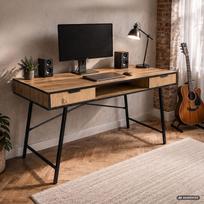 ermitazas stalai - Rašomasis stalas su stalčiais Akord Furniture Factory Arden, 120 cm x 50 cm, 80.5 cm, juoda sp./oak craft sp. - 2 nuotrauka