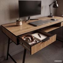 ermitazas stalai - Rašomasis stalas su stalčiais Akord Furniture Factory Arden, 120 cm x 50 cm, 80.5 cm, juoda sp./oak craft sp. - 4 nuotrauka