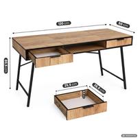 ermitazas stalai - Rašomasis stalas su stalčiais Akord Furniture Factory Arden, 120 cm x 50 cm, 80.5 cm, juoda sp./oak craft sp. - 7 nuotrauka