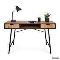 ermitazas stalai - Rašomasis stalas su stalčiais Akord Furniture Factory Arden, 120 cm x 50 cm, 80.5 cm, juoda sp./oak craft sp. - 8 nuotrauka