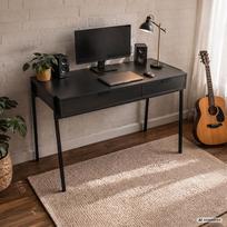 ermitazas stalai - Rašomasis stalas su stalčiais Akord Furniture Factory Zentia, 100 cm x 45 cm, 80.5 cm, juoda sp. - 2 nuotrauka