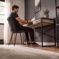 ermitazas stalai - Rašomasis stalas su stalčiais Akord Furniture Factory Elonis, 123 cm x 48 cm, 80.5 cm, juoda sp./oak craft sp. - 3 nuotrauka