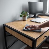 ermitazas stalai - Rašomasis stalas su stalčiais Akord Furniture Factory Elonis, 123 cm x 48 cm, 80.5 cm, juoda sp./oak craft sp. - 5 nuotrauka