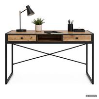 ermitazas stalai - Rašomasis stalas su stalčiais Akord Furniture Factory Elonis, 123 cm x 48 cm, 80.5 cm, juoda sp./oak craft sp. - 8 nuotrauka