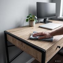 rasomasis stalas 80 - Rašomasis stalas su stalčiais Akord Furniture Factory Elonis, 123 cm x 48 cm, 80.5 cm, juoda sp./sonoma ąžuolo sp. - 5 nuotrauka
