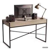 rasomasis stalas 80 - Rašomasis stalas su stalčiais Akord Furniture Factory Elonis, 123 cm x 48 cm, 80.5 cm, juoda sp./sonoma ąžuolo sp. - 6 nuotrauka