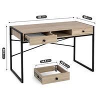 rasomasis stalas 80 - Rašomasis stalas su stalčiais Akord Furniture Factory Elonis, 123 cm x 48 cm, 80.5 cm, juoda sp./sonoma ąžuolo sp. - 7 nuotrauka