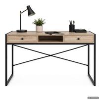 rasomasis stalas 80 - Rašomasis stalas su stalčiais Akord Furniture Factory Elonis, 123 cm x 48 cm, 80.5 cm, juoda sp./sonoma ąžuolo sp. - 8 nuotrauka