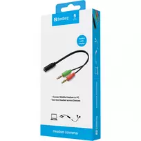 apple adapteris - Sandberg Adapter Headset for Apple PC Jack to Jack x2 Black - 2 nuotrauka