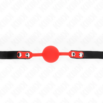 fetisui - Burnos dirželis Kink Silicone Ball Lock, juodas/raudonas - 3 nuotrauka