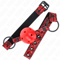 bdsm - Burnos kamuoliukas Kink Diamond Pattern, raudonas/juodas - 4 nuotrauka