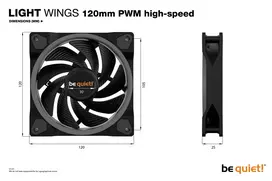120mm light wings - Be Quiet! Light Wings 120mm PWM High-Speed Triple Pack Black (juodas), 3 vnt. - 2 nuotrauka