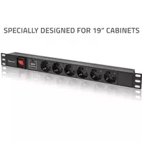ilgintuvas rite - Qoltec 54601, 1U, 16A, PDU, 6xSchuko, 1.8 m - 3 nuotrauka
