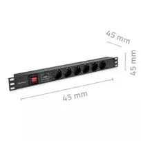 ilgintuvas rite - Qoltec 54601, 1U, 16A, PDU, 6xSchuko, 1.8 m - 5 nuotrauka
