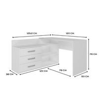 balta komoda - Kampinis rašomasis stalas + komoda DANY 120x50xH76 balta - 2 nuotrauka