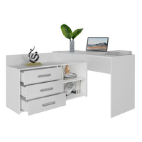 balta komoda - Kampinis rašomasis stalas + komoda DANY 120x50xH76 balta - 4 nuotrauka