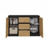 komoda akord - Komoda Akord Malwa 2D2S, antracito/ąžuolo, 120 cm x 30 cm x 75 cm - 3 nuotrauka