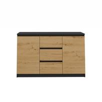 komoda akord - Komoda Akord Malwa 2D2S, antracito/ąžuolo, 120 cm x 30 cm x 75 cm - 4 nuotrauka