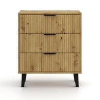 komoda 70 cm - Komoda Akord Scandi 3S Slim, ruda/juoda, 70 cm x 39 cm x 81.5 cm - 2 nuotrauka