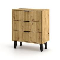 komoda 70 cm - Komoda Akord Scandi 3S Slim, ruda/juoda, 70 cm x 39 cm x 81.5 cm - 3 nuotrauka