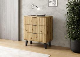 komoda 70 cm - Komoda Akord Scandi 3S Slim, ruda/juoda, 70 cm x 39 cm x 81.5 cm - 5 nuotrauka