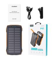 isorine baterija 20000mah solar - Choetech B567  3x USB 20000mAh 20W | QC 18W | Qi 10W (juodas-oranžinis) - 2 nuotrauka