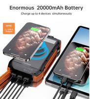 isorine baterija 20000mah solar - Choetech B567  3x USB 20000mAh 20W | QC 18W | Qi 10W (juodas-oranžinis) - 4 nuotrauka